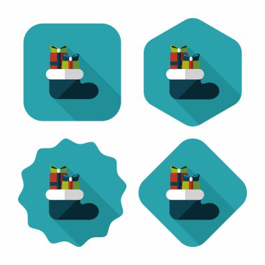 calcetín de Navidad icono plana con sombra, eps10