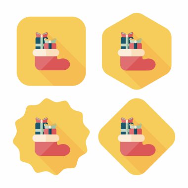 calcetín de Navidad icono plana con sombra, eps10