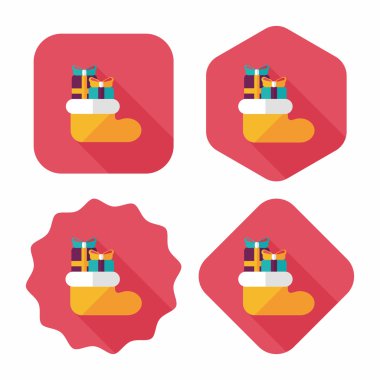 calcetín de Navidad icono plana con sombra, eps10