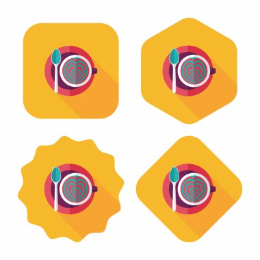 kahve latte sanat düz simgesiyle uzun gölge, eps10