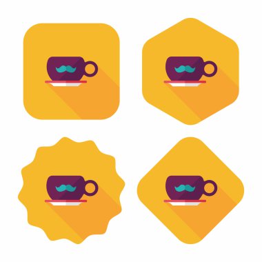 Bıyık kahve Kupası uzun gölge, eps10 ile düz simgesi