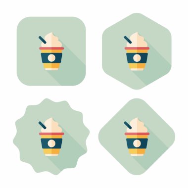 sıcak süt krem kahve düz simgesi ile uzun gölge, eps10