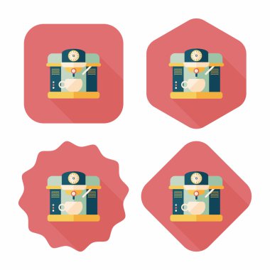 Kahve makinesi düz simgesi, uzun gölge, eps10