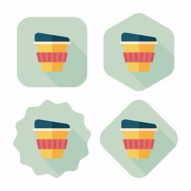 paket servisi olan restoran kahve uzun gölge, eps10 düz simgesiyle