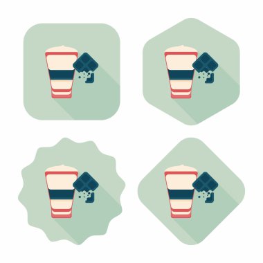 kahve çikolata düz simgesi uzun gölge, eps10 ile olan