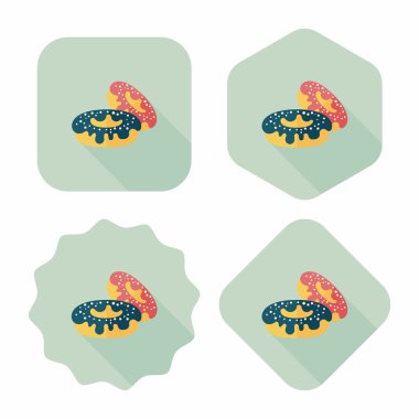 Donut düz simgesi ile uzun gölge, eps10