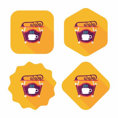 Kahve Dükkanı uzun gölge, eps10 düz simgesiyle işaretler