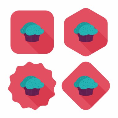 cupcake düz simgesi ile uzun gölge, eps10
