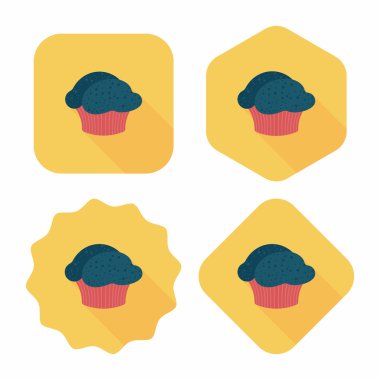 cupcake düz simgesi ile uzun gölge, eps10