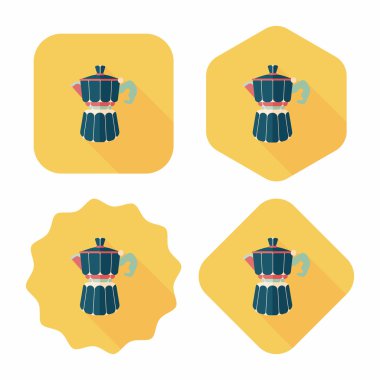 Uzun Gölge, eps10 ile kahve su ısıtıcısı düz simgesi