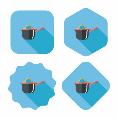 Uzun Gölge, eps10 ile mutfak eşyaları pot düz simgesi