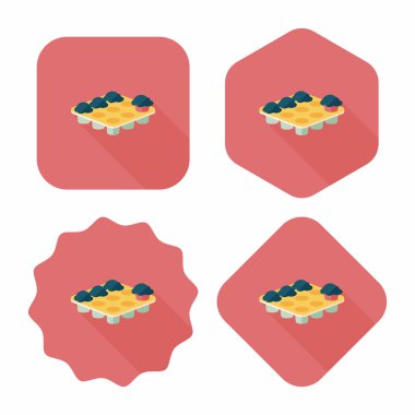 pişirme plaka düz simgesi ile uzun gölge, eps10 mutfak eşyaları