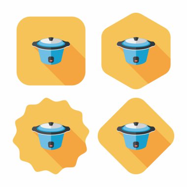 Uzun Gölge, eps10 ile mutfak eşyaları elektrik pot düz simgesi