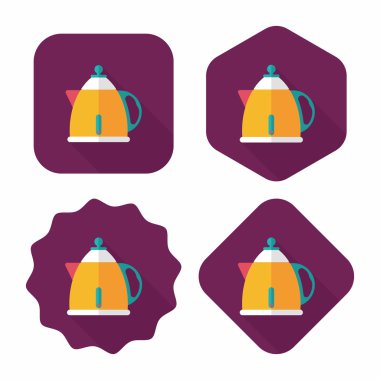 Uzun Gölge, eps10 ile mutfak eşyaları çay potu düz simgesi