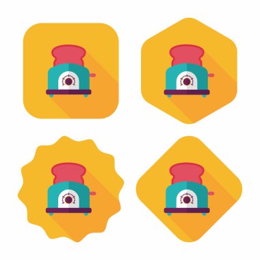 Uzun Gölge, eps10 ile mutfak eşyaları ekmek kızartma makinesi düz simgesi