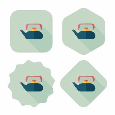 Uzun Gölge, eps10 ile mutfak eşyaları çay potu düz simgesi