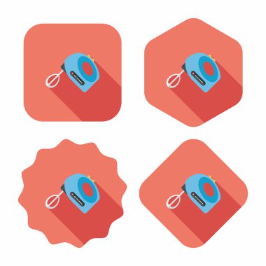 Uzun Gölge, eps10 ile mutfak eşyaları elektronik çırpıcı düz simgesi