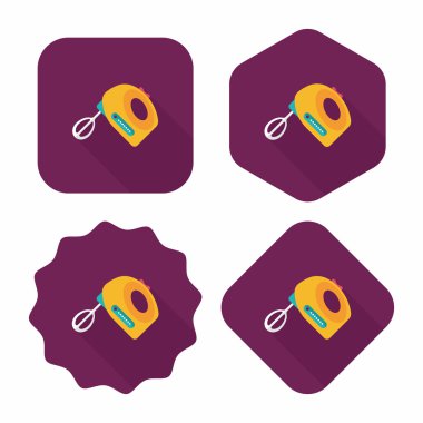 Uzun Gölge, eps10 ile mutfak eşyaları elektronik çırpıcı düz simgesi