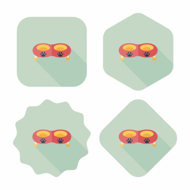 Uzun Gölge, eps10 ile evde beslenen hayvan köpek kase düz simgesi