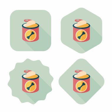 Evde beslenen hayvan köpek maması can düz uzun gölge, eps10 simgesi