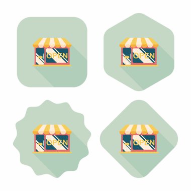 Uzun Gölge, eps10 ile alışveriş mağazası düz simgesi