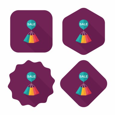 kağıt çanta düz simgesi uzun gölge, eps10 ile alışveriş