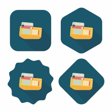 Uzun Gölge, eps10 ile alışveriş kredi kartı makine düz simgesi