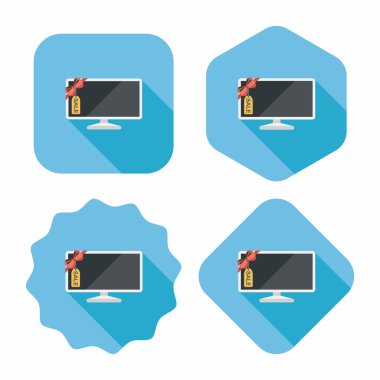 Satılık tv düz simgesi uzun gölge, eps10 ile alışveriş