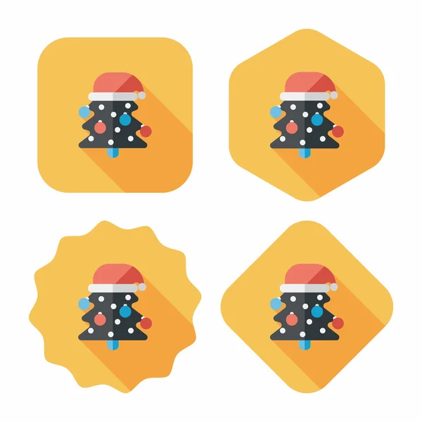 Árbol de Navidad icono plano con sombra larga, eps10 — Vector de stock