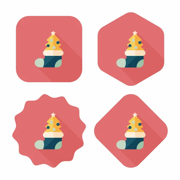 Kerstboom platte pictogram met lange schaduw, eps10 — Stockvector