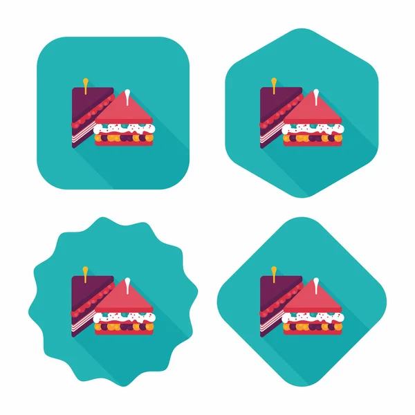 Sandwich icône plate avec ombre longue, eps10 — Image vectorielle