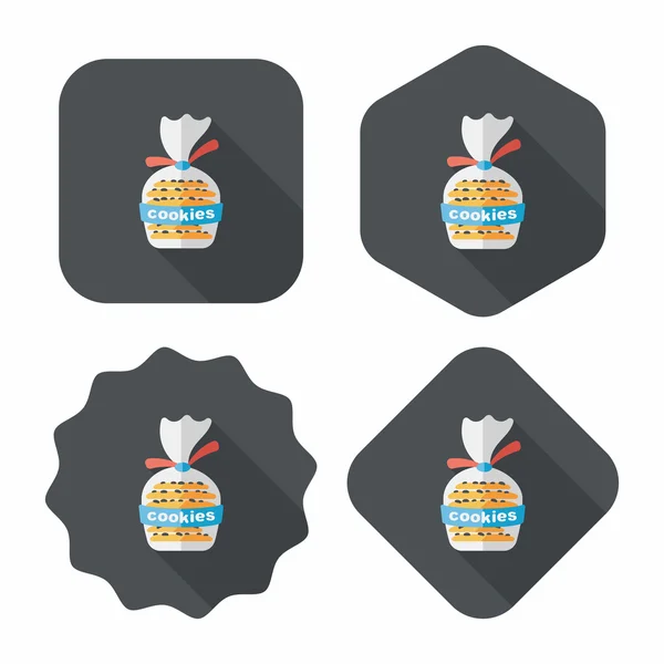 Cookies icono plano con sombra larga, eps10 — Vector de stock