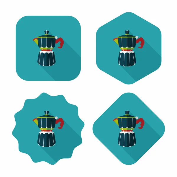 Koffie waterkoker platte pictogram met lange schaduw, eps10 — Stockvector