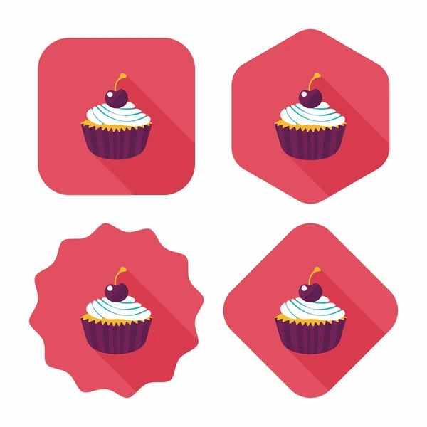 Cupcake flat icon with long shadow,eps10 — Stock Vector