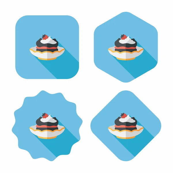 Icône plate gâteau avec ombre longue, eps10 — Image vectorielle