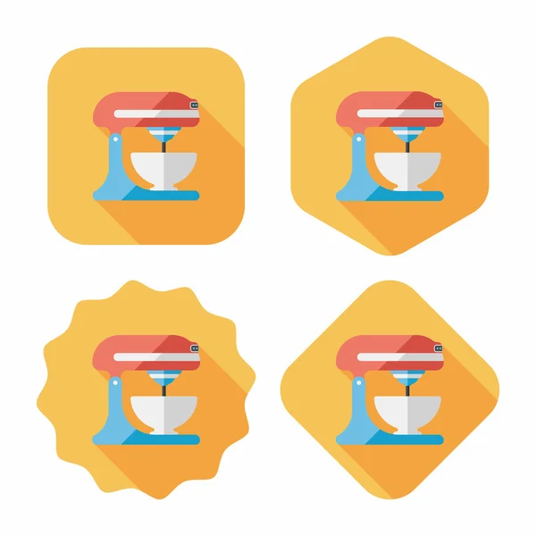 Keukengerei elektronische klopper platte pictogram met lange schaduw, eps10 — Stockvector