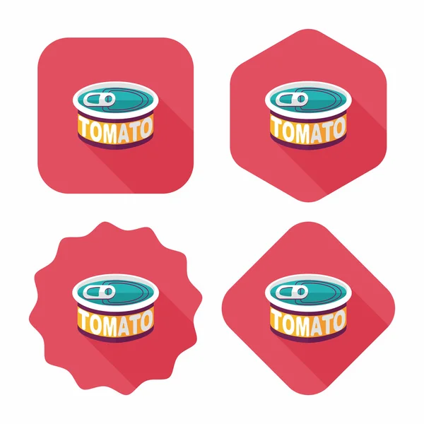 Utensilios de cocina de tomate puede icono plano con sombra larga, eps10 — Vector de stock