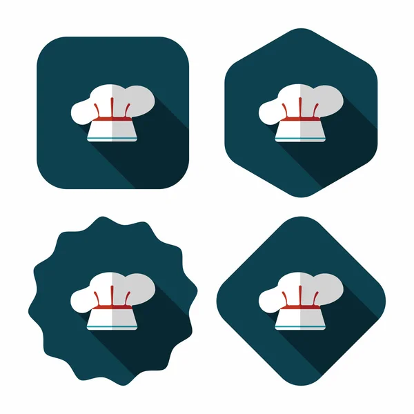 Köksartiklar kock hat flat ikonen med långa skugga, eps10 — Stock vektor