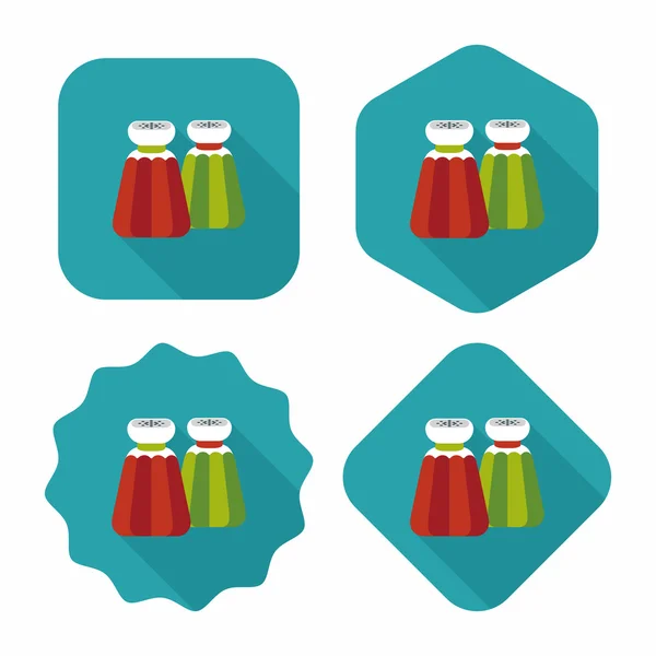 Keukengerei peper fles platte pictogram met lange schaduw, eps10 — Stockvector