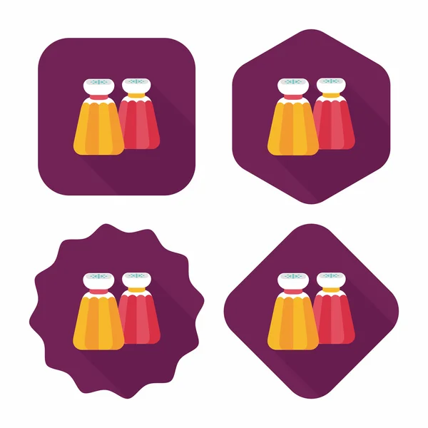 Ustensiles de cuisine bouteille de poivre icône plate avec ombre longue, eps10 — Image vectorielle