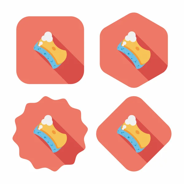 Plaquettes à récurer pour ustensiles de cuisine icône plate avec ombre longue, eps10 — Image vectorielle