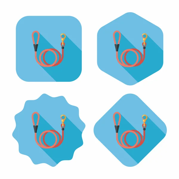 Pes domácí vodítko plochá ikona s dlouhým stínem, eps10 — Stockový vektor