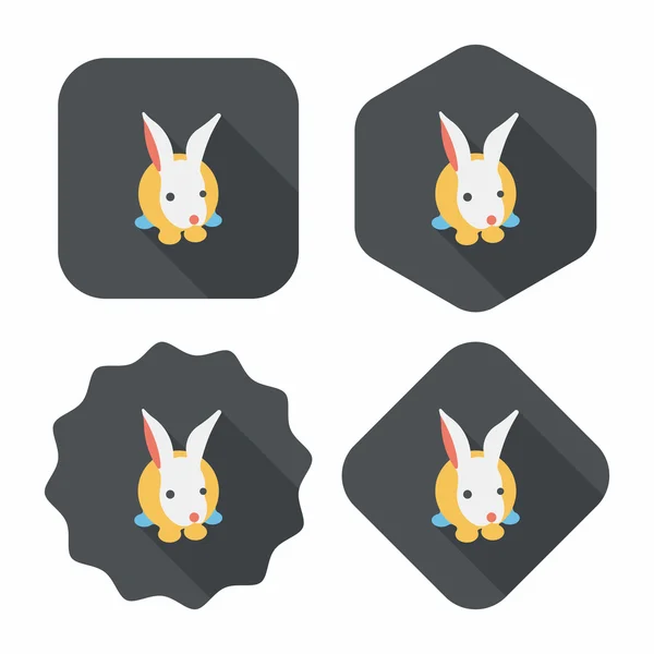 Conejo mascota icono plano con sombra larga, eps10 — Vector de stock