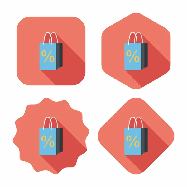 Shopping paper bag flat icon with long shadow,eps10 — Stock Vector