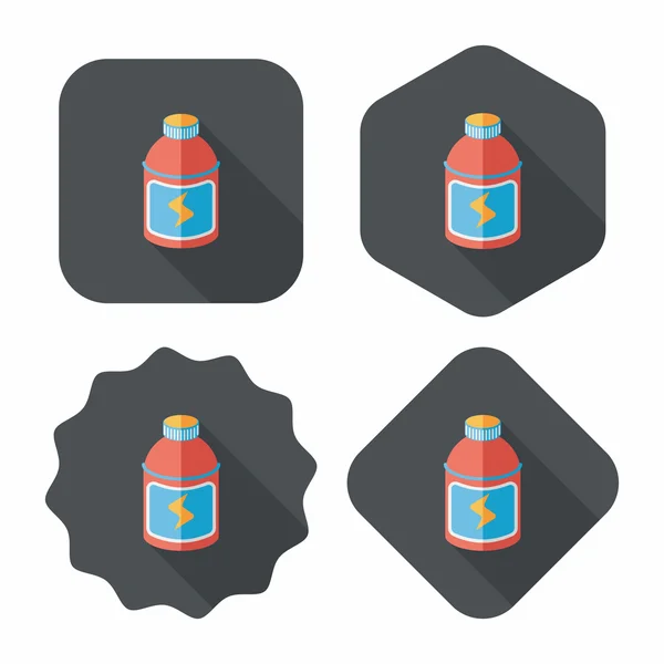 Bebidas energéticas icono plano con sombra larga, eps10 — Vector de stock