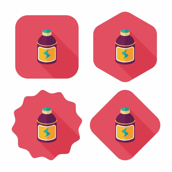 Bebidas energéticas icono plano con sombra larga, eps10 — Vector de stock