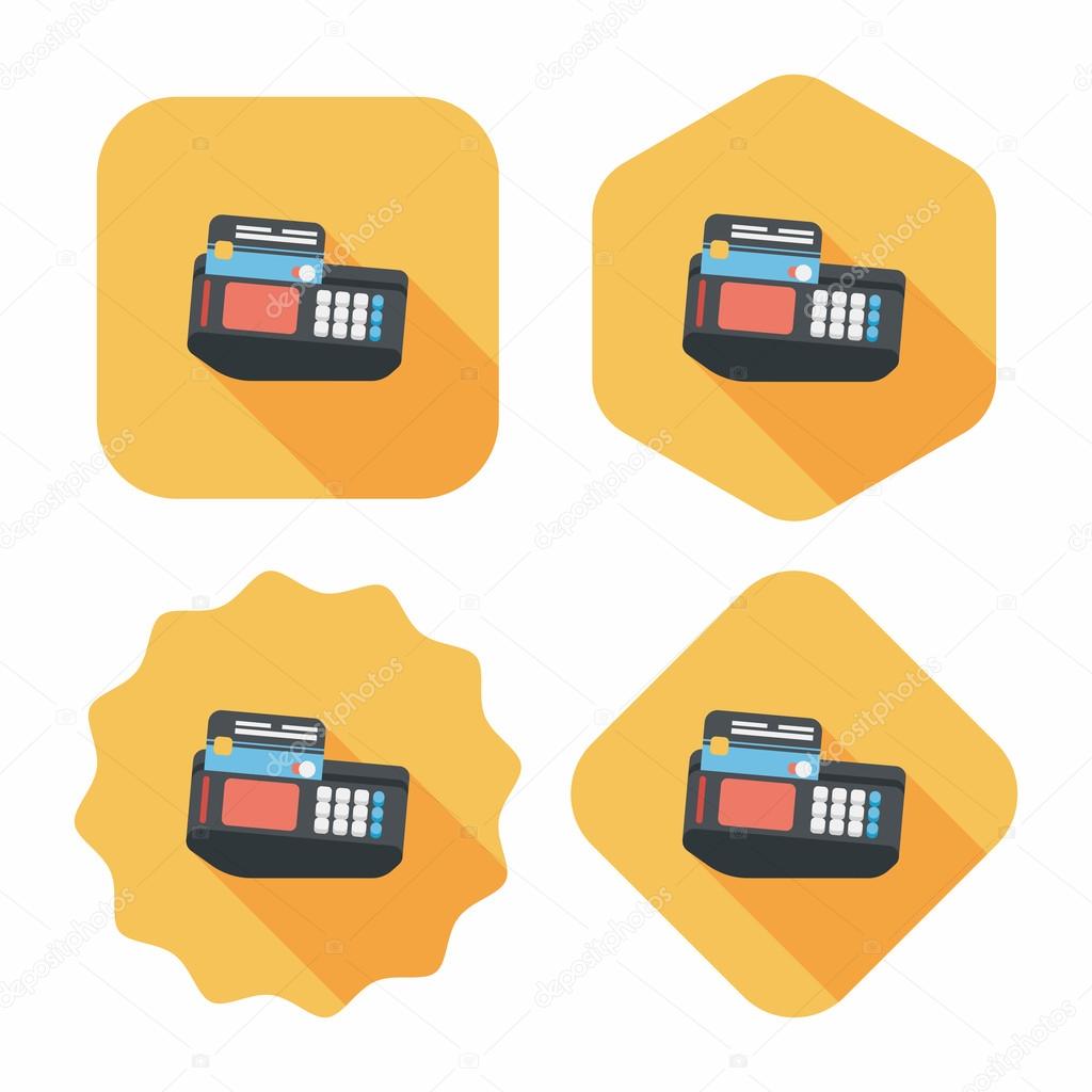 Shopping credit card machine flat icon with long shadow,eps10