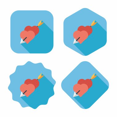 Sevgililer günü aşk kalp düz simgesi ile uzun gölge, eps10