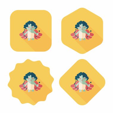 Sevgililer günü aşk tanrısı uzun gölge, eps10 düz simgesiyle