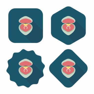 Sevgililer günü elmas yüzük düz simgesiyle uzun gölge, eps10